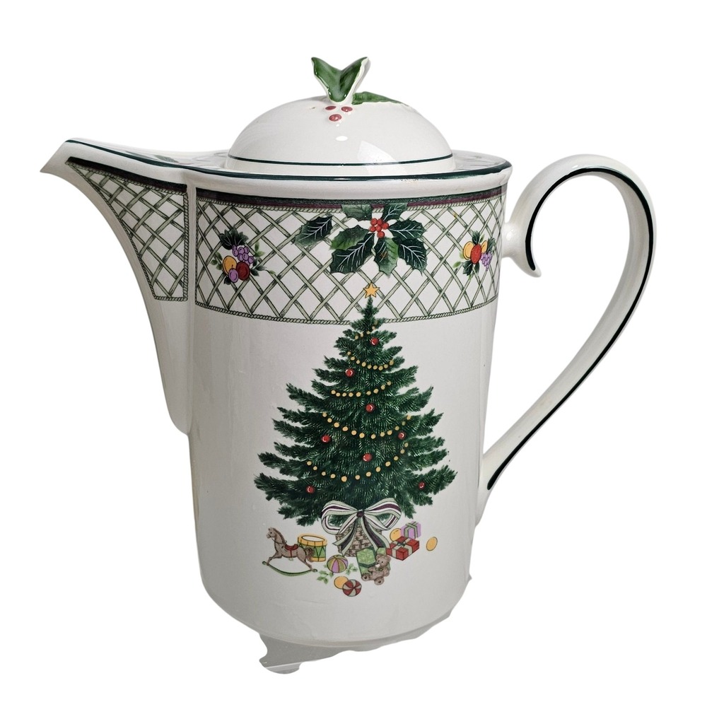 Mikasa Heritage CAB08 Christmas Story Pitcher Coffee Pot Christmas Tree Holly
